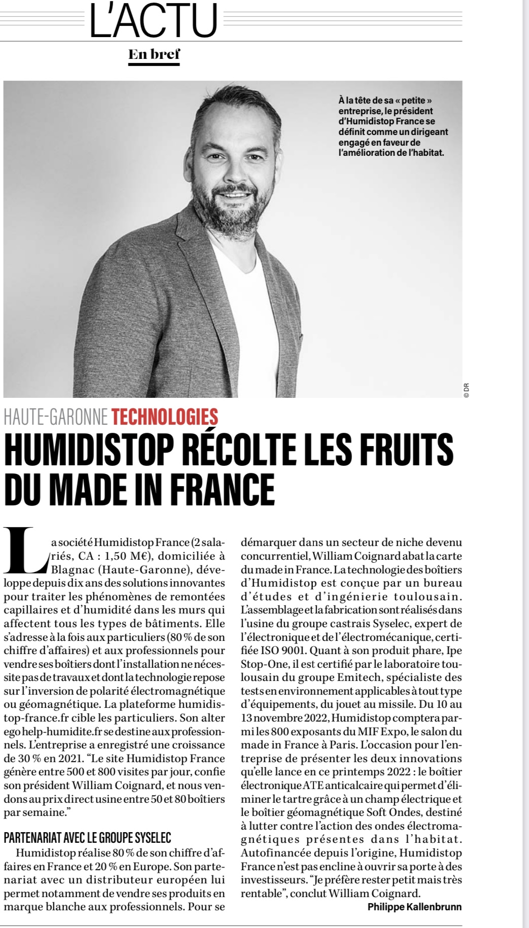 Humidistop France est concepteur d'appareils d'assèchement contre l'humidité dans les murs | Fabrication Made In France