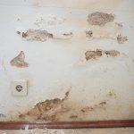 Plinthe qui gonfle et enduit qui s’effrite au bas d’un mur